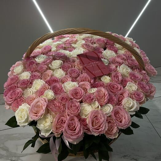 Корзина роз премиум