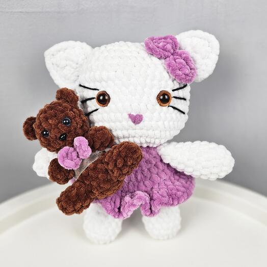 Кошечка с мишкой  - игрушка ручной работы