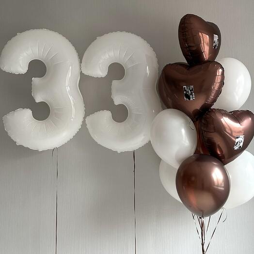 Шары шоколадный цвет на 33 года