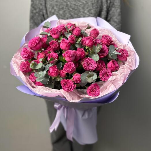 Mono bouquet 21 из 11 кустовых пионовидных роз сорта Classic Sensation