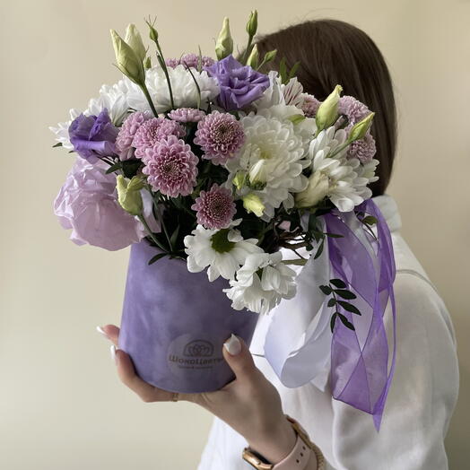 Цветы в коробке Лаванда