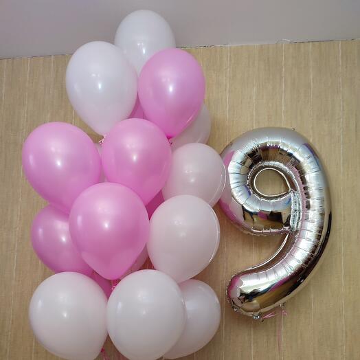 20 шаров и цифра для девочки