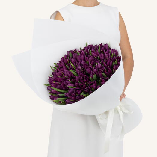 100 Purple Tulip Bouquet