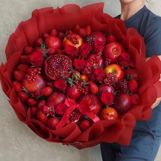 Большой фруктовый красный букет 🍎 букет из фруктов 🍓