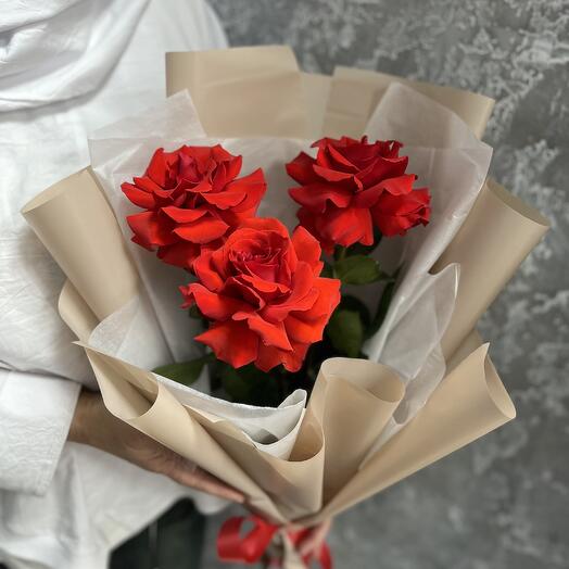 Монобукет 🌹 Яркая французская роза в оформлении