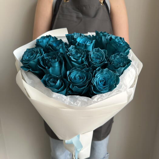 Пышный Букет Синие Розы (15 голубых - синих роз)