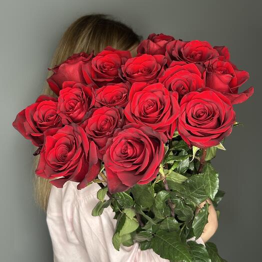 Букет из 15 премиальных роз Эксплорер 110 см ( под ленту)