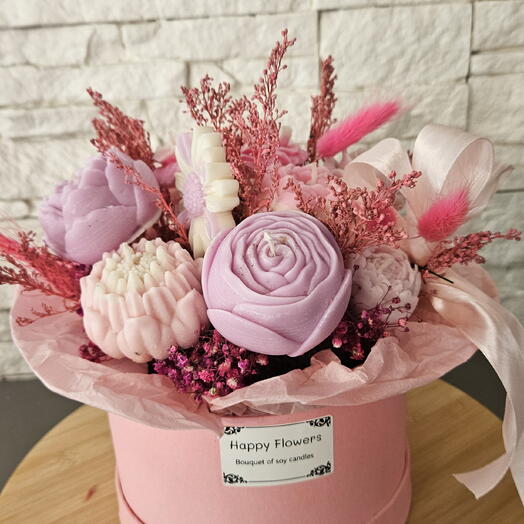 Słodka Piwonia — bukiet ze świec