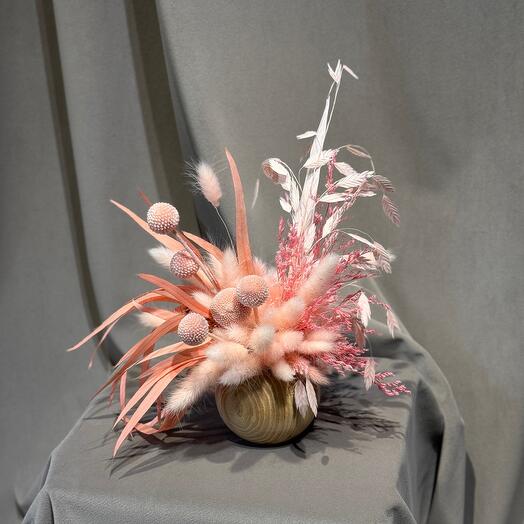 Композиция из сухоцветов «50 оттенков розового 110»