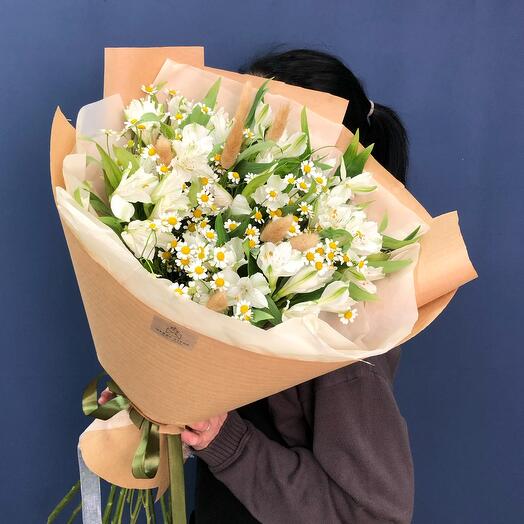 Букет ромашек в крафт упаковке🌼