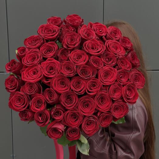 51 красная роза 70 см