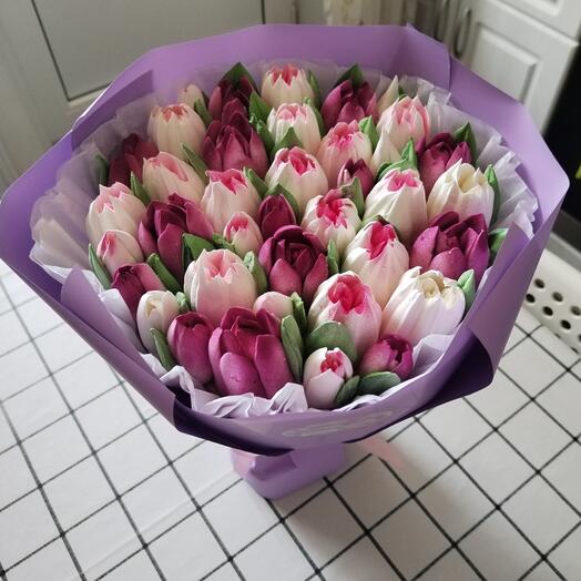 Букет из зефира. Тюльпаны