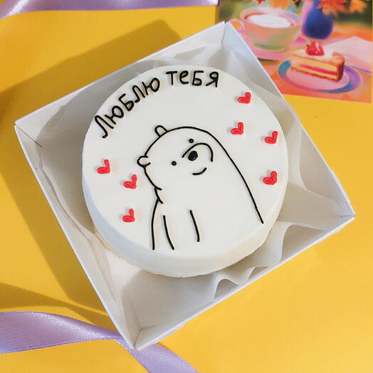 Бенто-торт с мишкой и сердечками для любимого, любимой💕💕💕