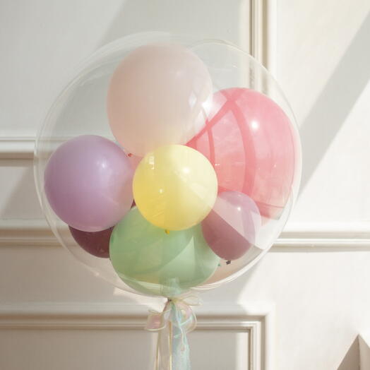 Шар Bubble с шариками «Candy» на грузе | размер 22" (50-56 см)