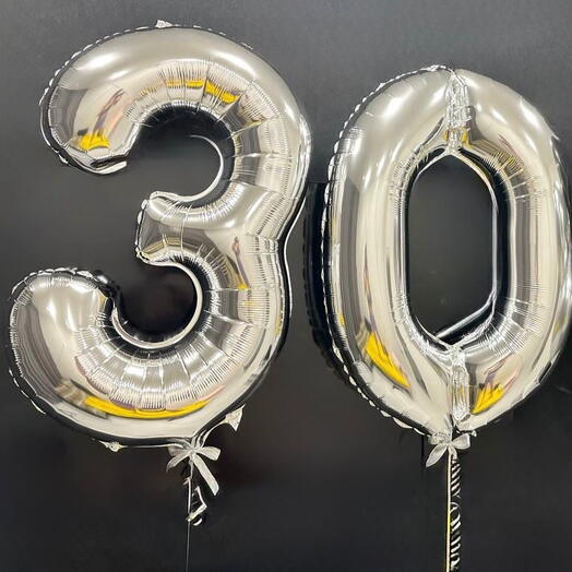 Воздушные шары Цифра «30», серебро