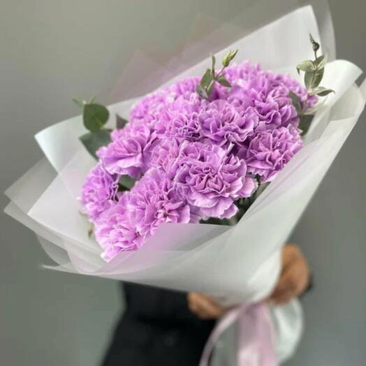 Букет Диантусов с Эвкалиптом «Вау»