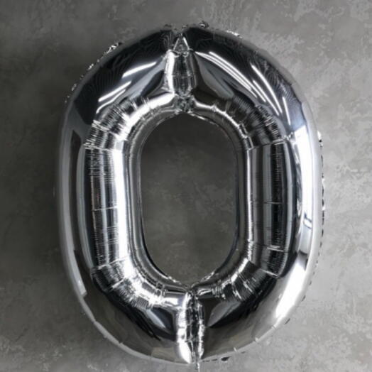 Шар цифра "0" (26"/66см) серебро