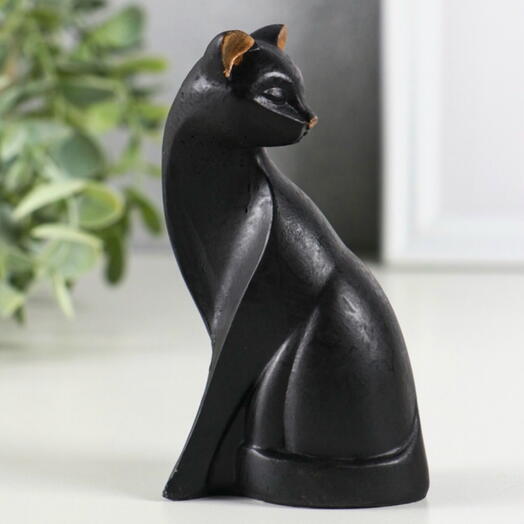 Фигурка гипс Кошка геометрия, 11×6 см, чёрный