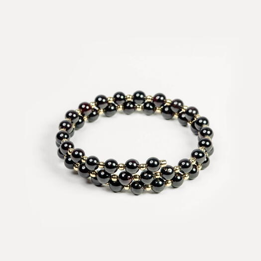 Браслет Самшит Гранат 14K 19 см (BRA1149)