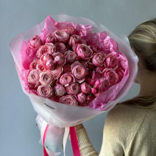 Delicate Barbie Bouquet with peony rose Silva pink