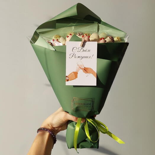 Букет (Клубника в Бельгийском премиальном шоколаде) 💐 (15шт) 🍓🍫 на подарок 🎁