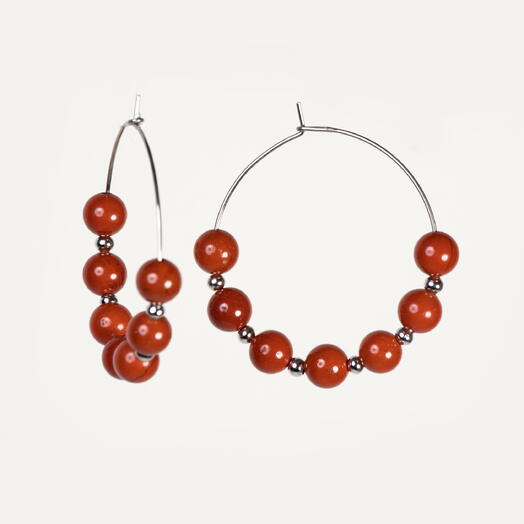 Серьги Самшит Красная яшма Rh+ (EAR1156)