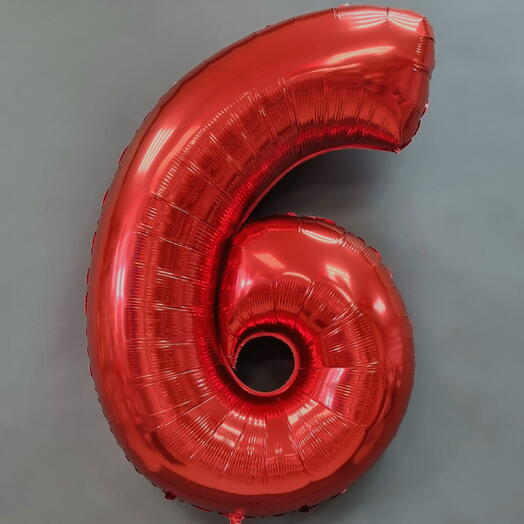 Шар цифра 6 (красный)