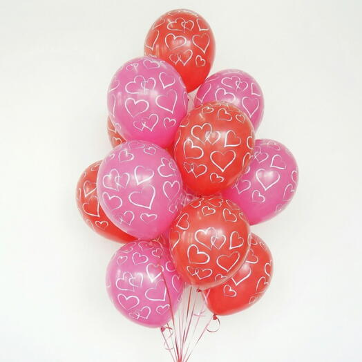 15 воздушных шаров "Сердечный орнамент"