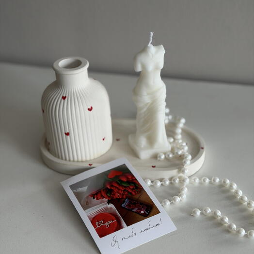 Подарочный набор ваза, свеча, подставка
