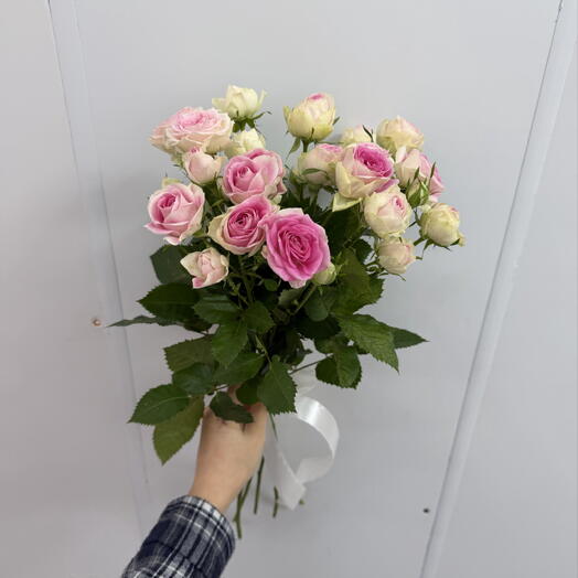 5 нежно розовых кустовых роз
