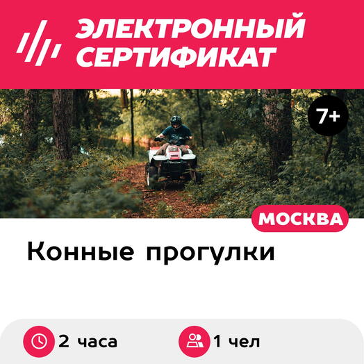 Подарочный сертификат Активный выходной: конная прогулка+катание на квадроцикле, 1 чел., 120 мин