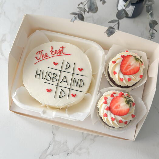 Набор бенто торт и капкейки на день рождения папе/отцу The best husband, dad