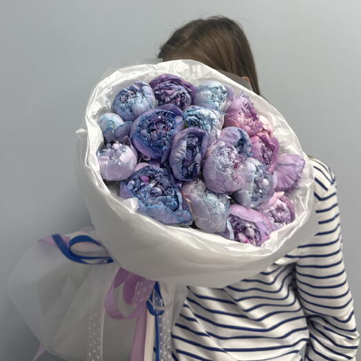 Космические пионы 💙Букет голубых пионов