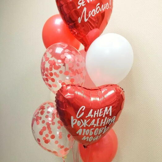 Сет  8 гелиевых шаров для неё «Je t aime»