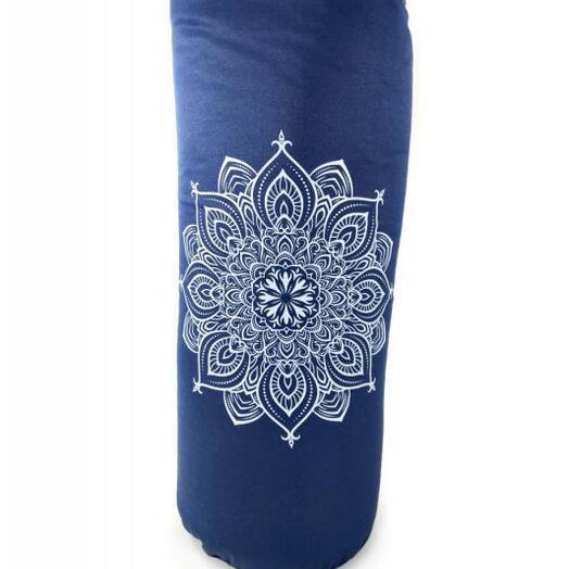 Болстер для йоги с лузгой, дизайнерский рисунок, два чехла, регулируемая плотность Манадала, голубой, 60 см