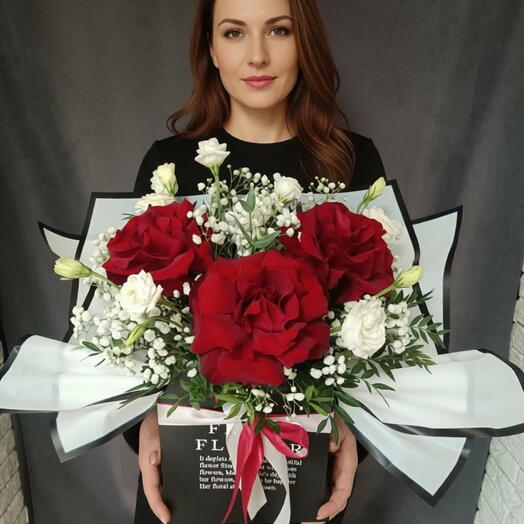 🌹Классический Фреш 2.0 🌹(Роза французкая,Эустома,Гипсофила,Пистация)