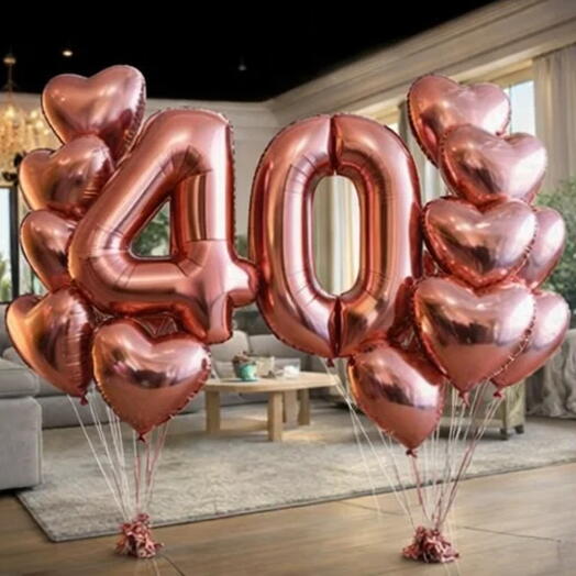 Воздушные шары с Днем рождения 40 лет 🎂