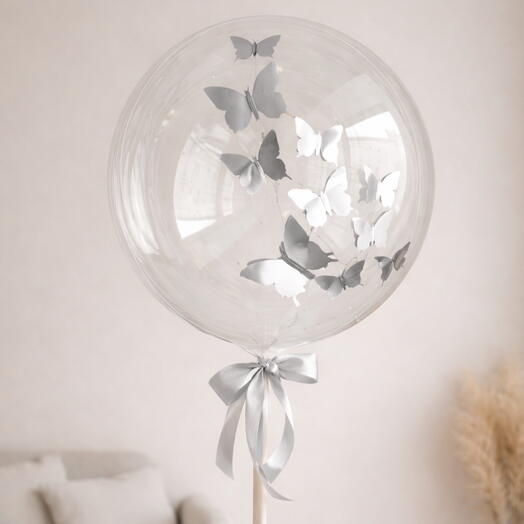 Большой шар баблс с бабочками на день рождения, для любимой жены, для девушки на праздник