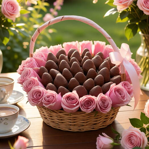 Клубника в шоколаде в корзине