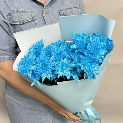 Букет из голубых Хризантем 💙 «Комплимент»