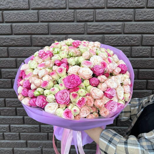 Букет из кустовых роз микс 🌸🌸 39 штук