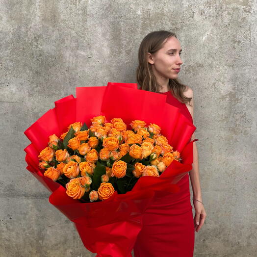 Кустовые розы Orange Bablz