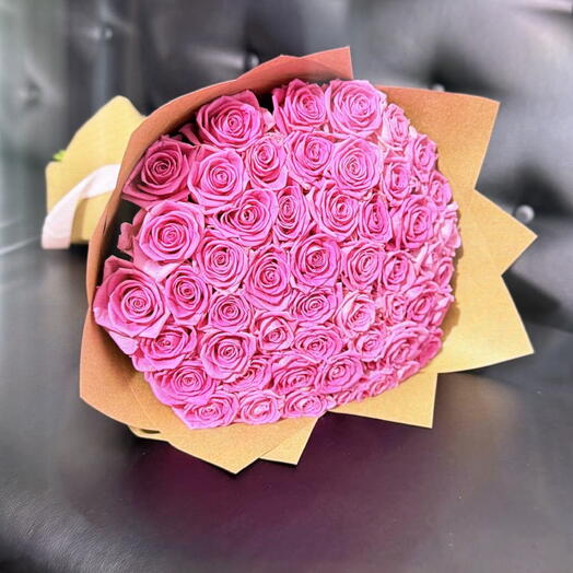 Розовые розы аква 39шт