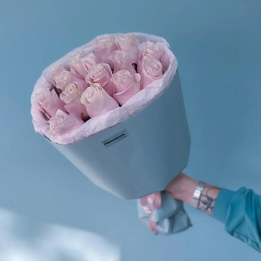 Букет из 15 роз Pink Mondial «Розовый бархат» 🌸 38679