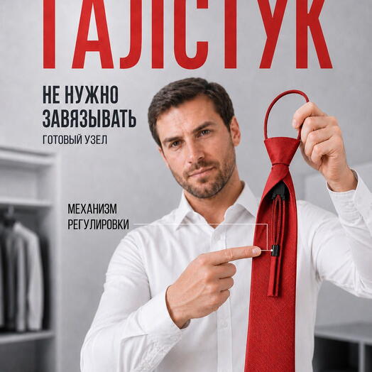Фальшгалстук красный мужской широкий из микрофибры на затяжке для торжества