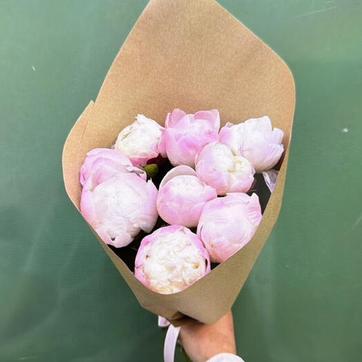 Пионы розовые гардения 9шт