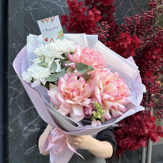Букет с ажурными розами для учителя🌸