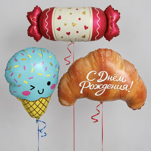 Набор шаров «Сладкий праздник» 🍬🥐🍦