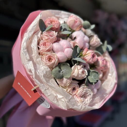 Букет из пионовидных роз и эвкалипта💕🌸🫶