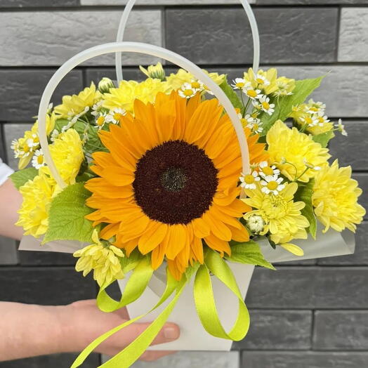 Сумочка из подсолнуха и хризантемы 🌼
